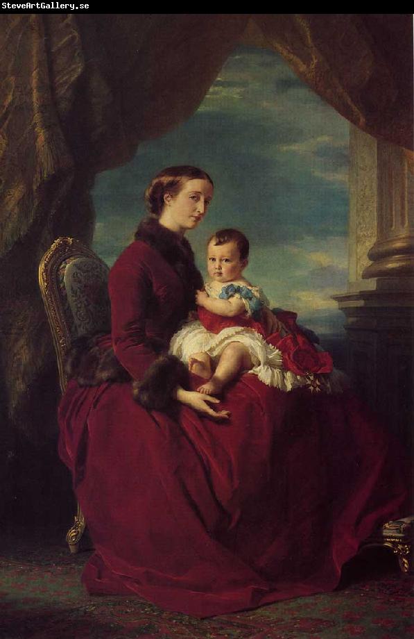 Franz Xaver Winterhalter The Empress Eugenie Holding Louis Napoleon, the Prince Imperial on her Knees
